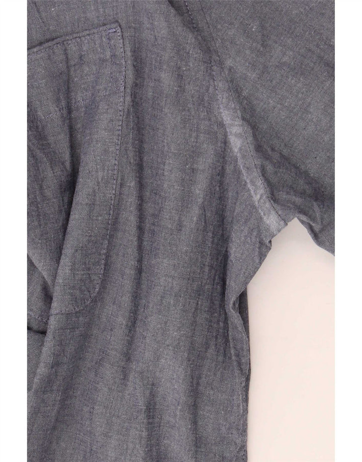 Tommy Hilfiger Mens Short Sleeve Classic Fit Shirt Medium Navy Blue Cotton