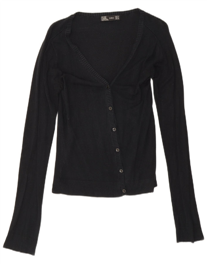 Zara Womens Cardigan Sweater UK 10 Small Black Rayon