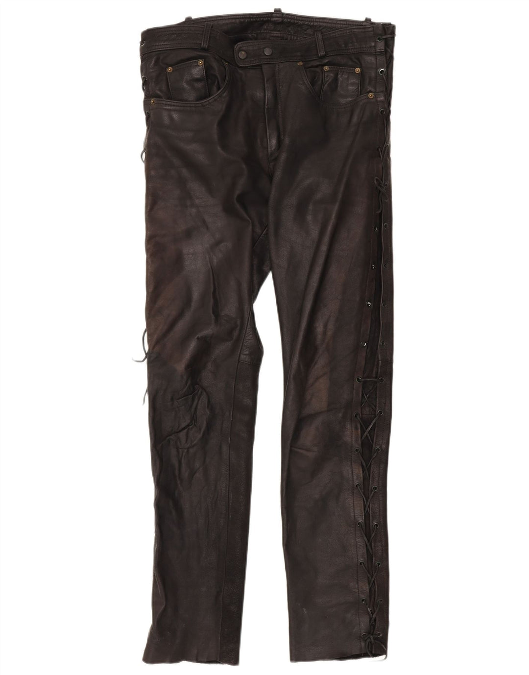 Vintage Mens Leather Trousers W36 L34 Black
