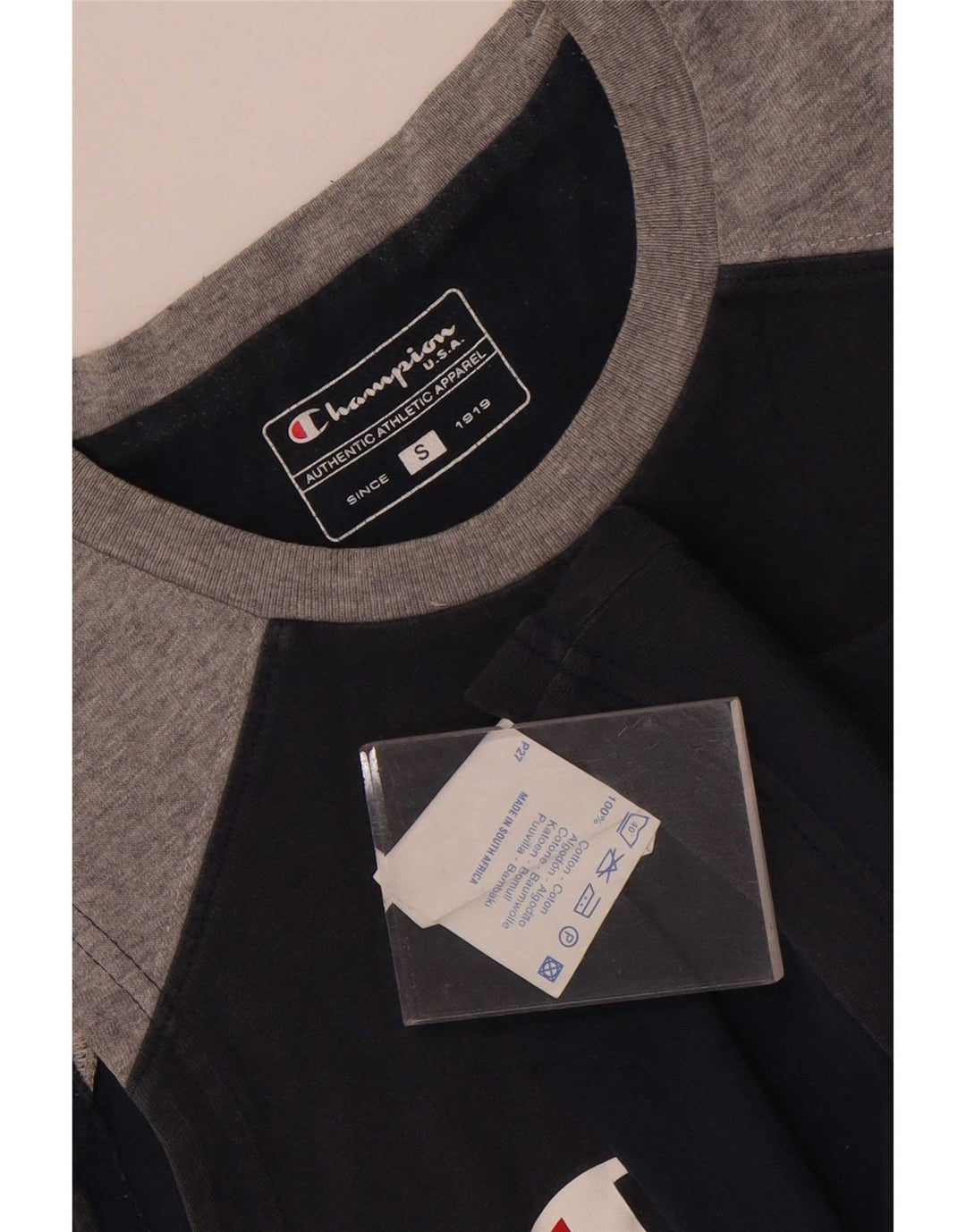 Champion Mens Graphic Vest Top Small Navy Blue Colourblock Cotton
