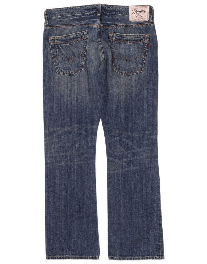 Replay Mens Jimi Bootcut Jeans W34 L32 Blue Cotton