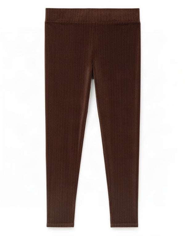 Marks & Spencer Womens Velour Leggings UK 16 Large Brown Polyester