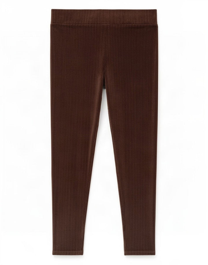 Marks & Spencer Womens Velour Leggings UK 16 Large Brown Polyester