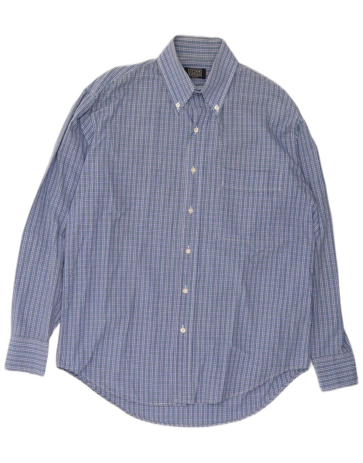 LUCIANO SOPRANI Mens Shirt Large Blue Check
