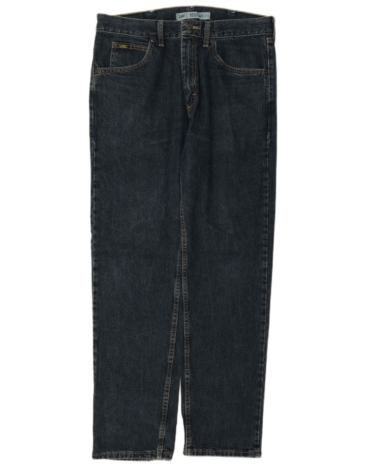 Lee Mens Regular Fit Straight Jeans W34 L32 Blue Cotton