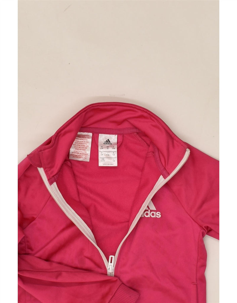 ADIDAS Girls Tracksuit Top Jacket 7-8 Years Pink Polyester | Vintage Adidas | Thrift | Second-Hand Adidas | Used Clothing | Messina Hembry 