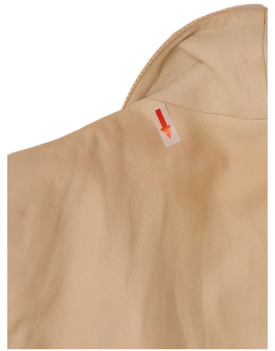 Vintage Womens Double Breasted Leather Blazer Jacket UK 12 Medium Beige