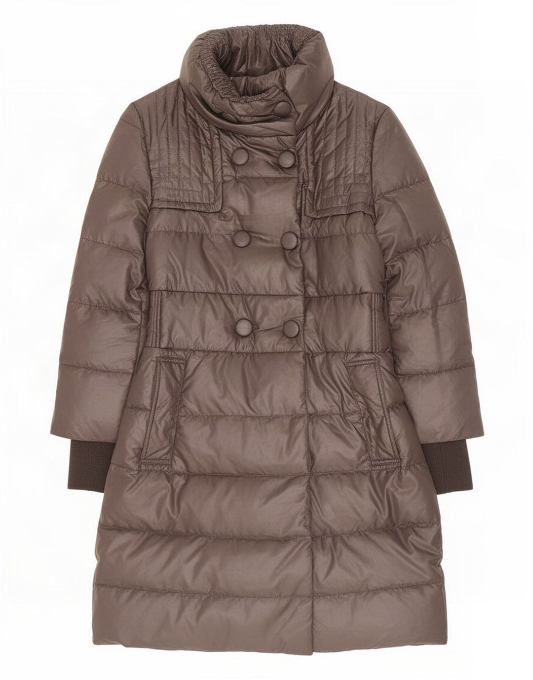 Penny Black Womens Double Breasted Padded Coat UK 8 Small Brown Polyester