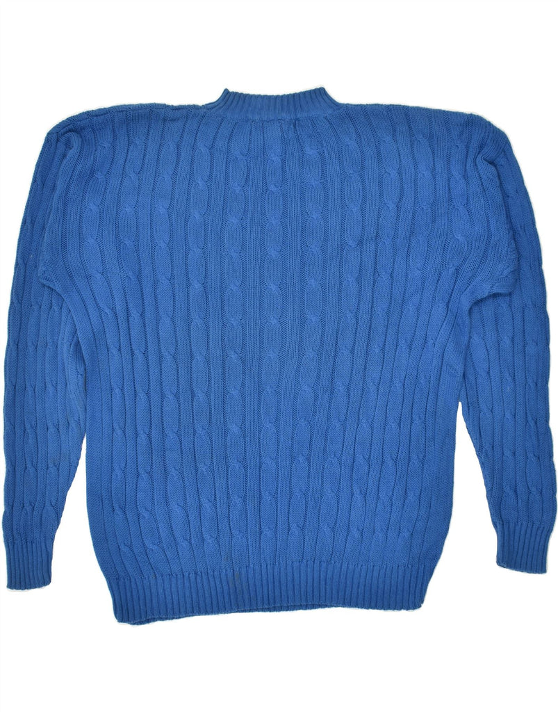 VINTAGE Mens Crew Neck Jumper Sweater Large Blue Cotton | Vintage Vintage | Thrift | Second-Hand Vintage | Used Clothing | Messina Hembry 