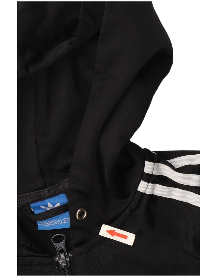 Adidas Womens Graphic Zip Hoodie Sweater UK 12 Medium Black Polyester