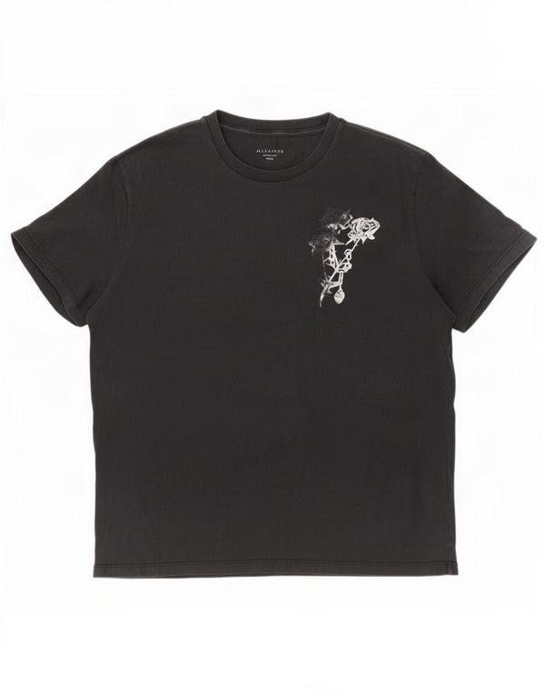 All Saints Womens Relaxed Fit Graphic T-Shirt Top UK 14 Medium Black Floral