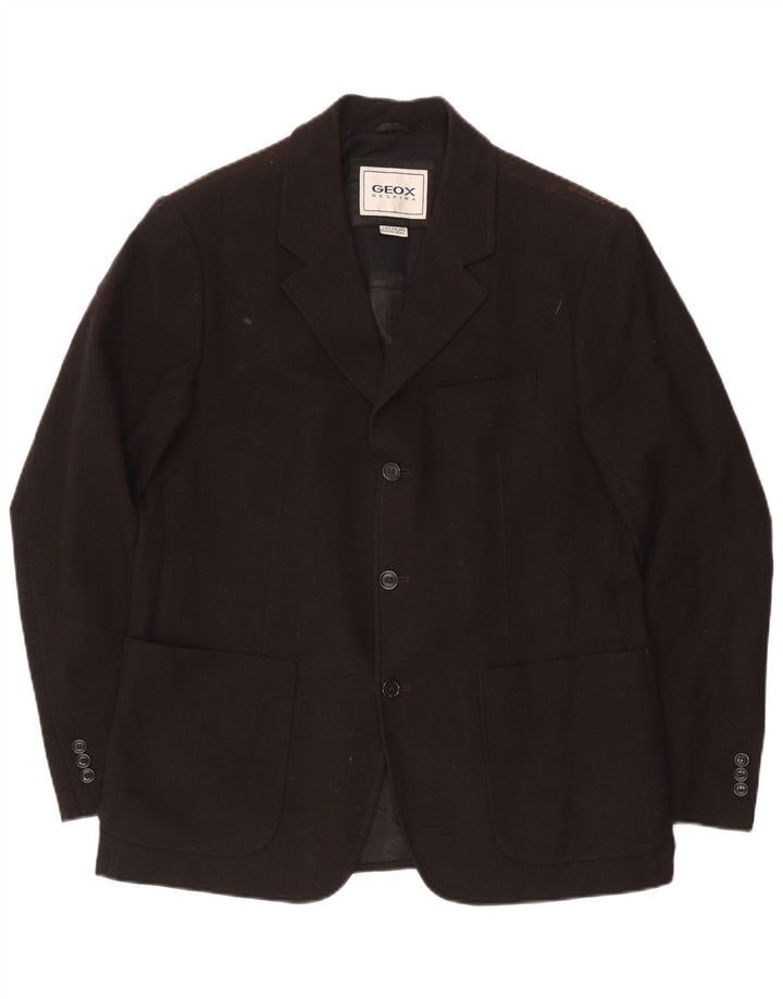 Geox Mens Respira 3 Button Blazer Jacket UK 42 XL Black Wool