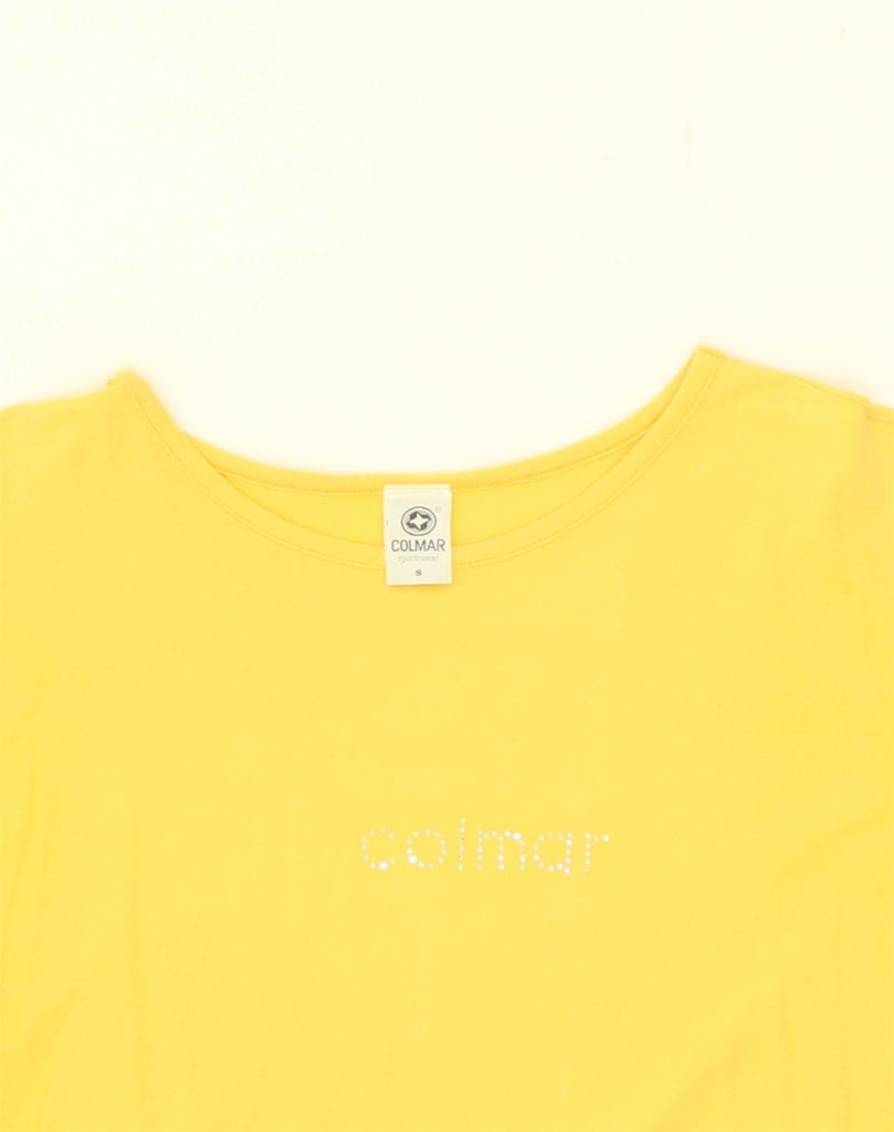 COLMAR Womens Graphic T-Shirt Dress UK 10 Small Yellow Cotton | Vintage Colmar | Thrift | Second-Hand Colmar | Used Clothing | Messina Hembry 