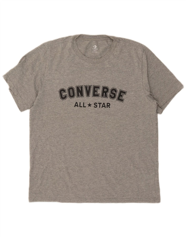 Converse Mens Graphic T-Shirt Top Large Grey Flecked Cotton