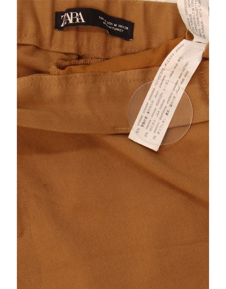 Zara Womens Slim Cropped Trousers Medium W28 L25 Brown Polyester