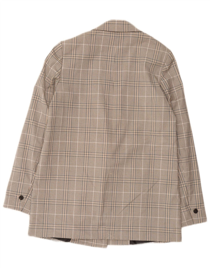 Zara Womens Double Breasted Oversized Blazer Jacket UK 6 XS Grey Check