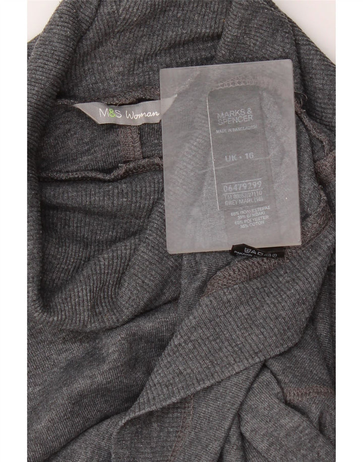 Marks & Spencer Womens Roll Neck Top Long Sleeve UK 16 Large Grey Polyester