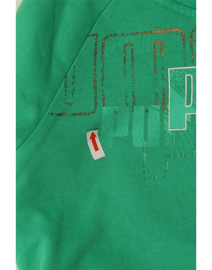 Puma Womens Graphic Tracksuit Top Jacket UK 10 Small Green Cotton