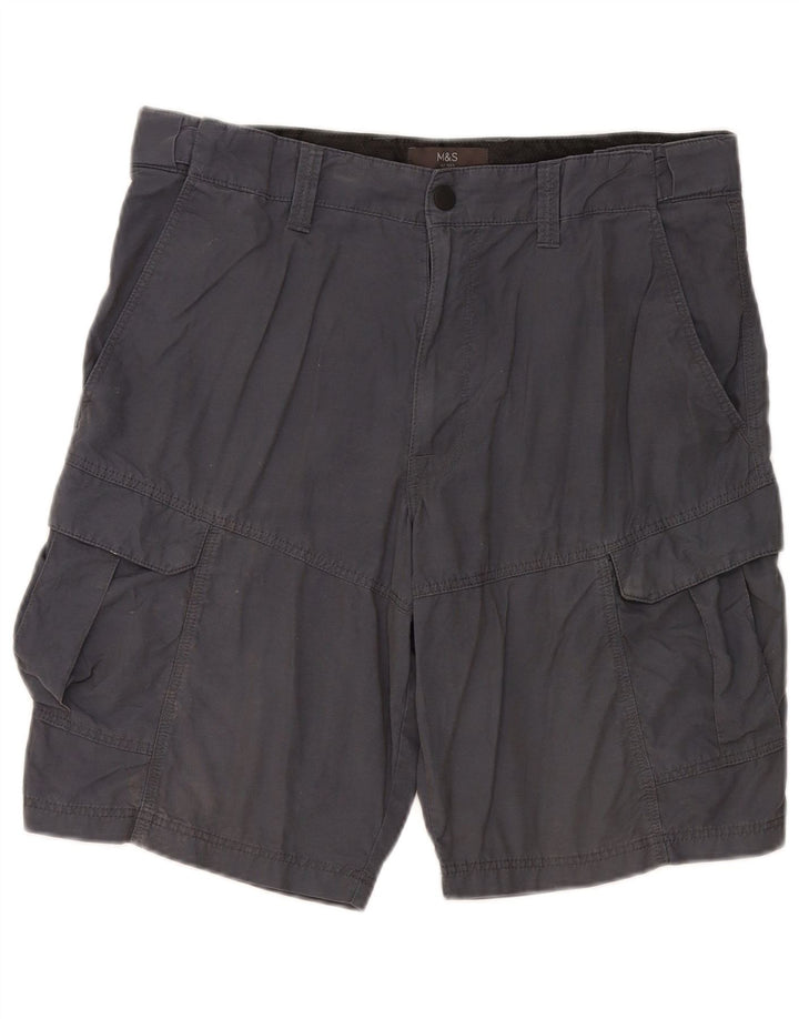 MARKS & SPENCER Mens Cargo Shorts W34 Large Navy Blue Cotton