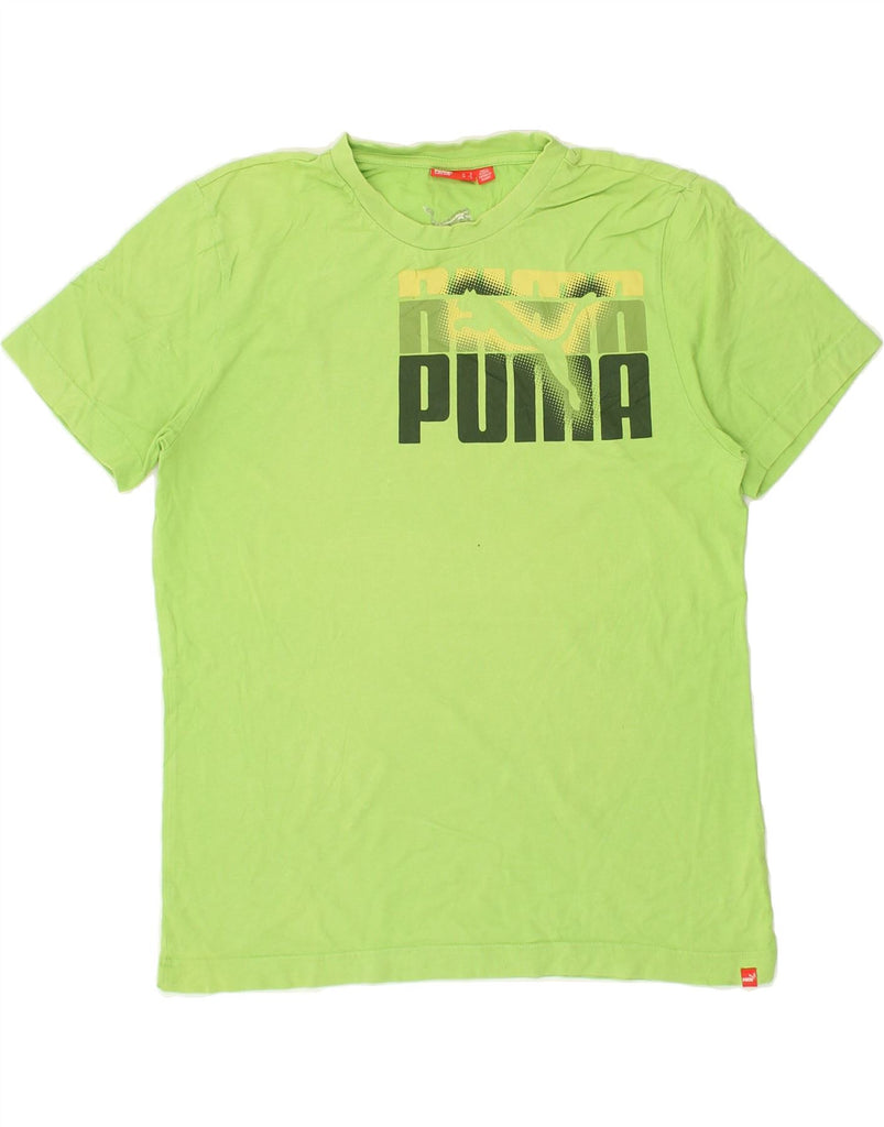 PUMA Mens Graphic T-Shirt Top Medium Green Cotton | Vintage Puma | Thrift | Second-Hand Puma | Used Clothing | Messina Hembry 