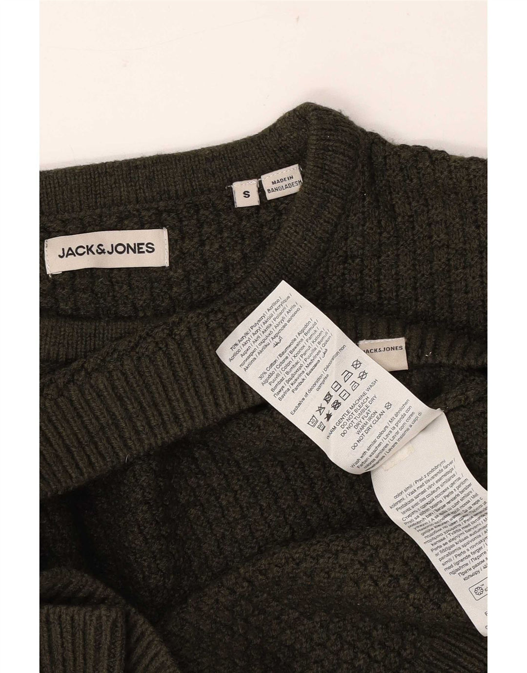 Jack & Jones Mens Crew Neck Jumper Sweater Small Khaki Acrylic