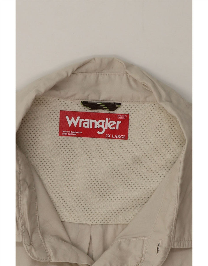 Wrangler Mens Short Sleeve Shirt 2XL Beige Cotton