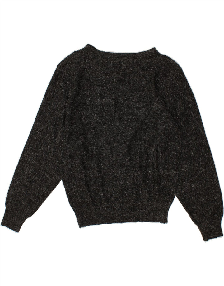 VINTAGE Womens Boat Neck Jumper Sweater UK 14 Medium Grey Flecked Vintage Vintage and Second-Hand Vintage from Messina Hembry 