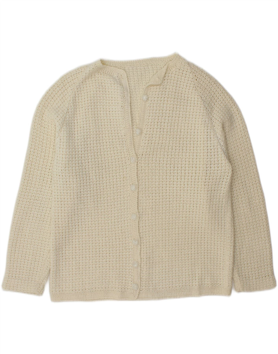 VINTAGE Womens Cardigan Sweater UK 14 Large Off White Vintage Vintage and Second-Hand Vintage from Messina Hembry 
