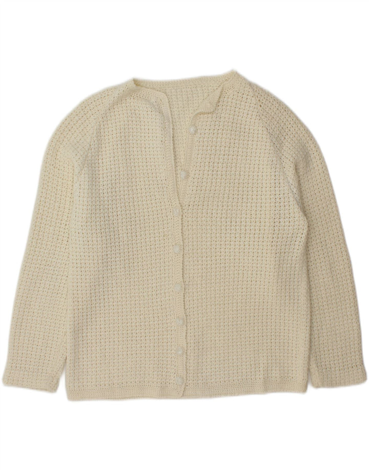 VINTAGE Womens Cardigan Sweater UK 14 Large Off White Vintage Vintage and Second-Hand Vintage from Messina Hembry 