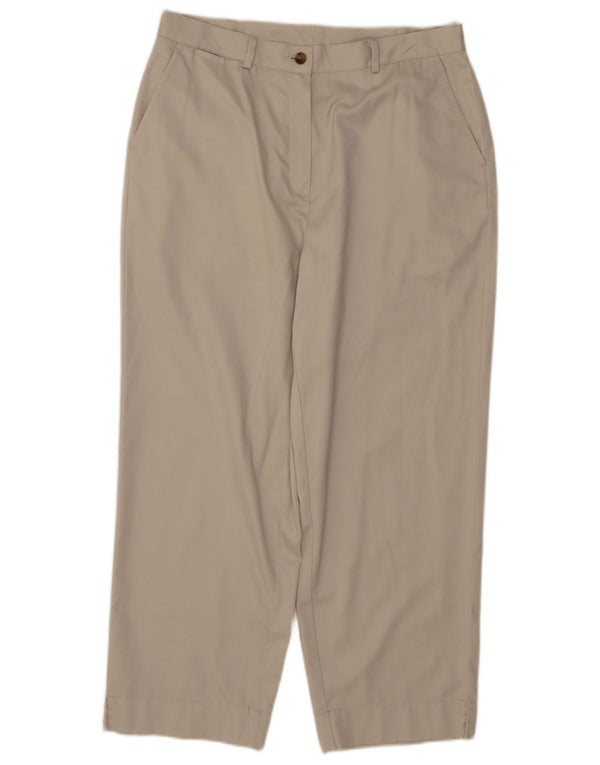 L.L.Bean Womens Tapered Chino Trousers US 14 XL W34 L26 Beige Cotton