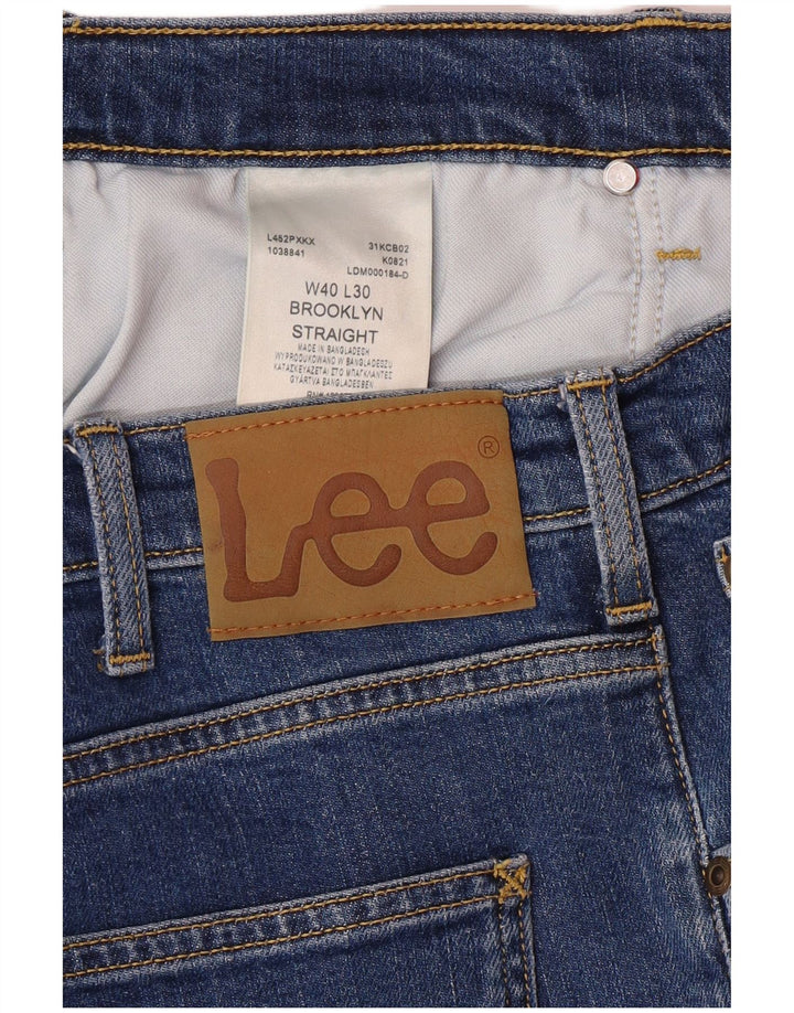 LEE Mens Brooklyn Straight Jeans W40 L30 Blue Cotton