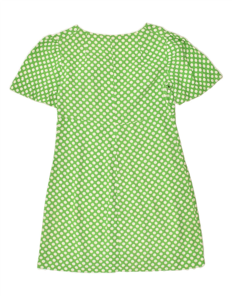 VINTAGE Womens A-Line Dress UK 10 Small Green Polka Dot | Vintage Vintage | Thrift | Second-Hand Vintage | Used Clothing | Messina Hembry 