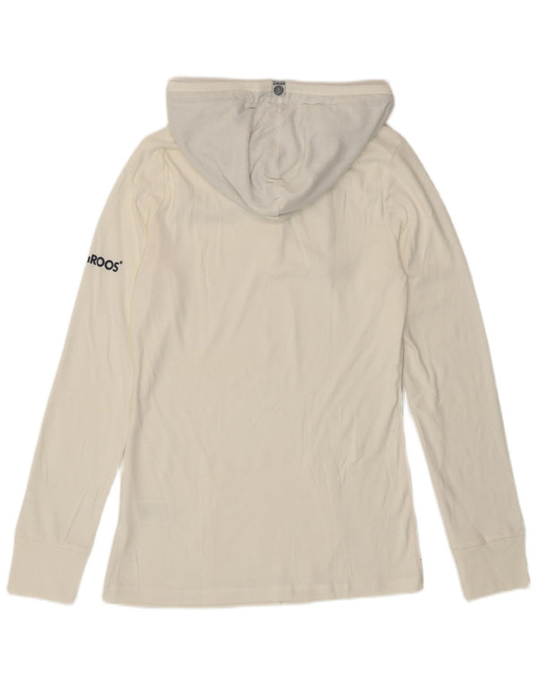 Kangaroos Womens Hooded Blouse Top UK 14 Large White Cotton