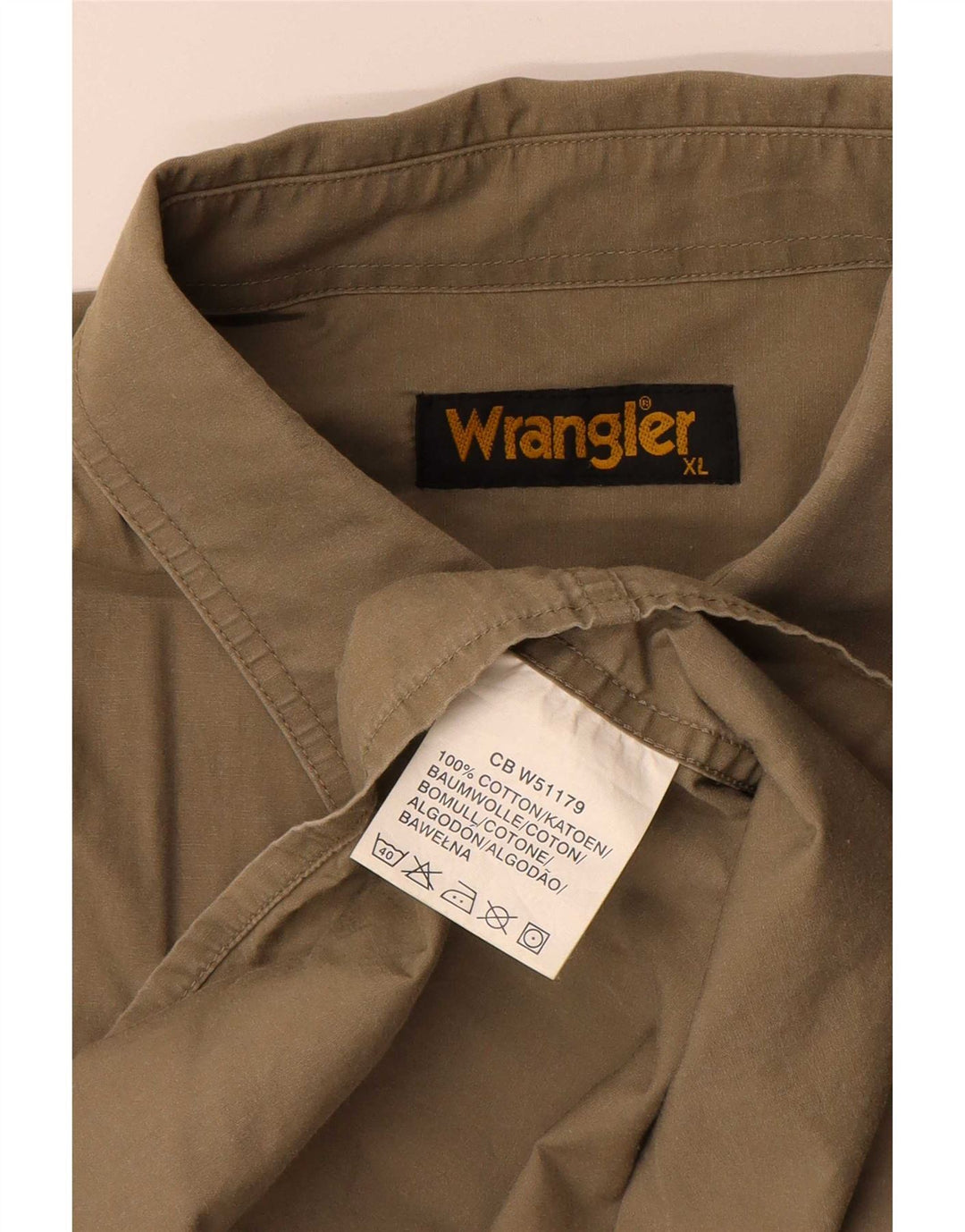 Wrangler Mens Short Sleeve Shirt XL Khaki Cotton