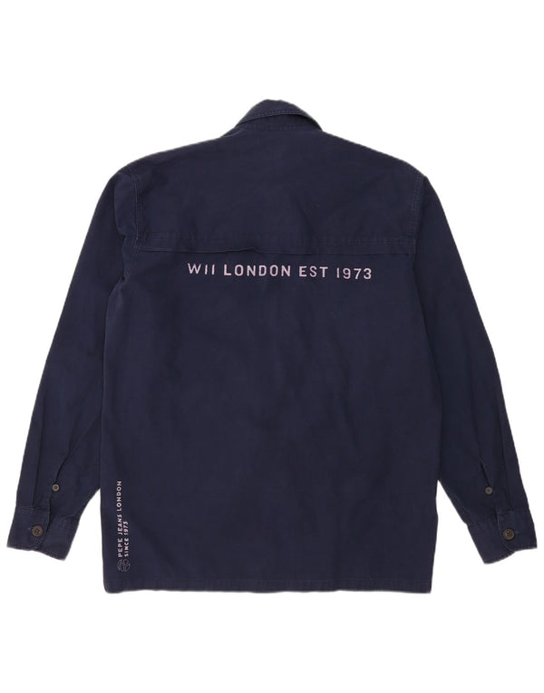 PEPE JEANS Mens Graphic Shirt Small Navy Blue Cotton