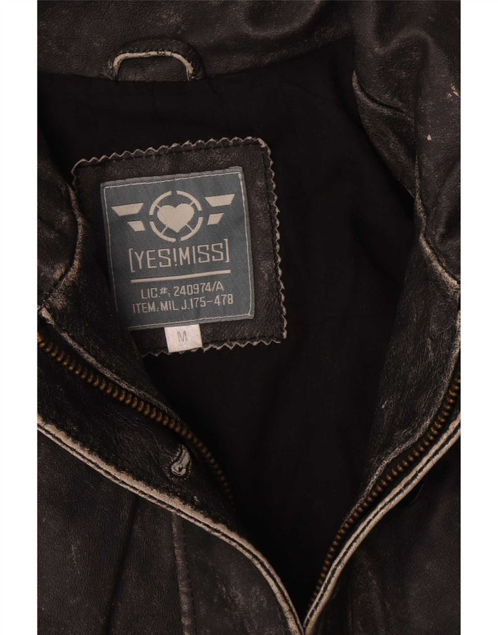 Vintage Womens Leather Jacket UK 12 Medium Black