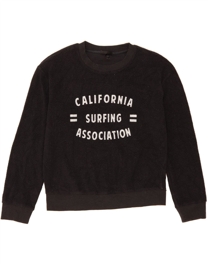 TOPSHOP Womens Graphic Oversized Fleece Jumper UK 8 Small  Black Polyester Vintage Topshop and Second-Hand Topshop from Messina Hembry 