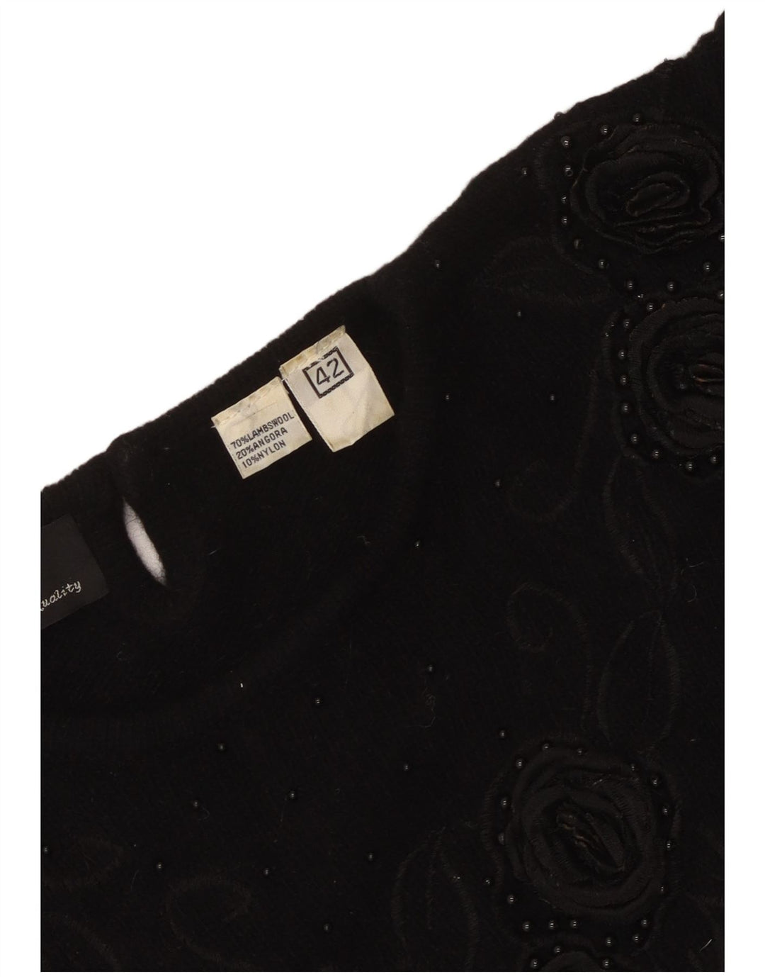 Vintage Womens Graphic Crew Neck Jumper Sweater IT 42 Medium Black Floral