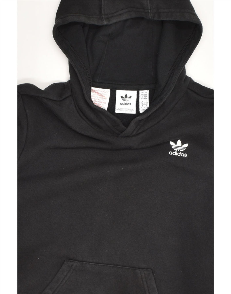 ADIDAS Girls Hoodie Jumper 11-12 Years Black Cotton | Vintage Adidas | Thrift | Second-Hand Adidas | Used Clothing | Messina Hembry 