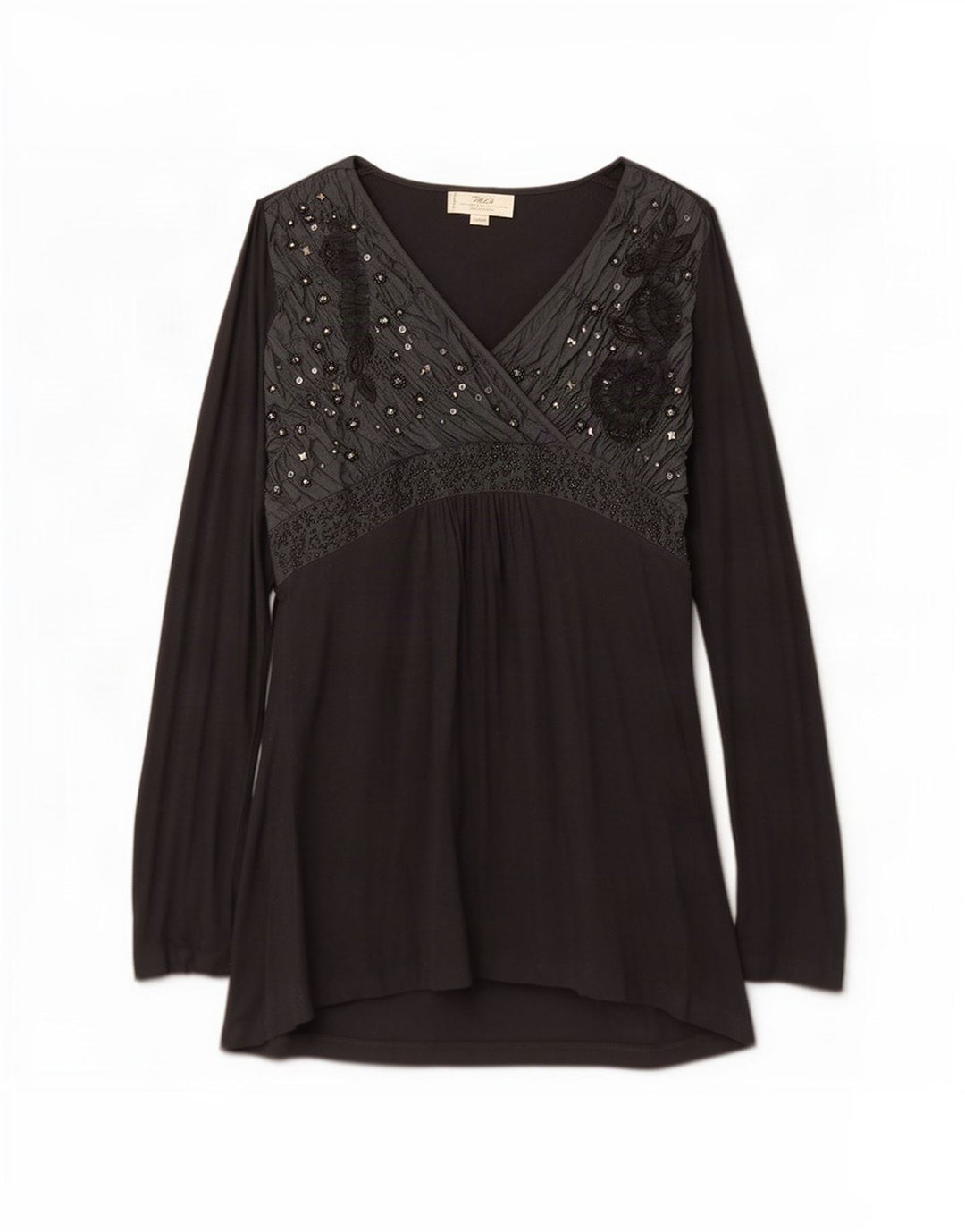Marlboro Classics Womens Long Sleeve Tunic Top UK 14 Large Black Viscose