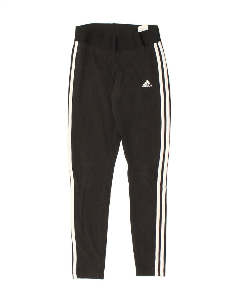 ADIDAS Womens Tracksuit Trousers UK 10 Small Black Cotton | Vintage Adidas | Thrift | Second-Hand Adidas | Used Clothing | Messina Hembry 