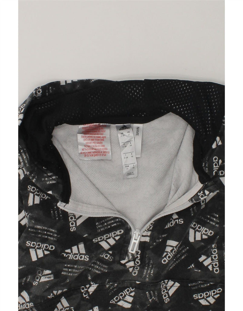 ADIDAS Boys Graphic 1/4 Zip Hoodie Jumper 2-3 Years Grey Geometric Cotton | Vintage Adidas | Thrift | Second-Hand Adidas | Used Clothing | Messina Hembry 