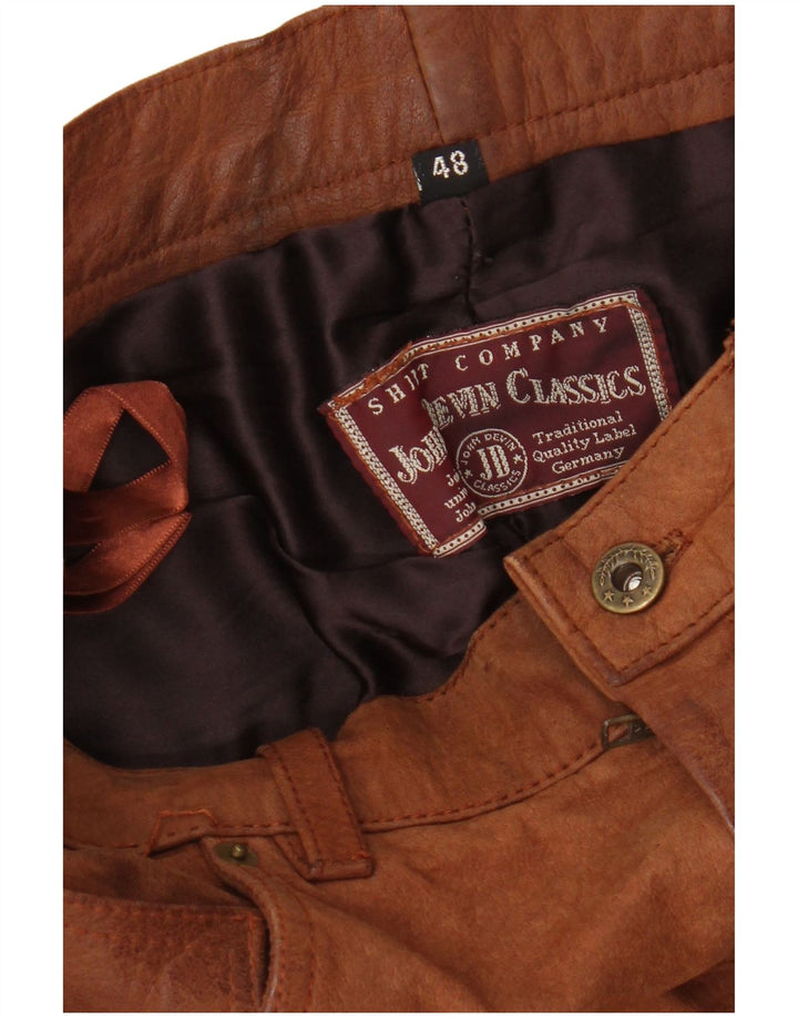 John Devin Classics Mens Straight Suede Trousers IT 48 Medium W32 L28 Brown