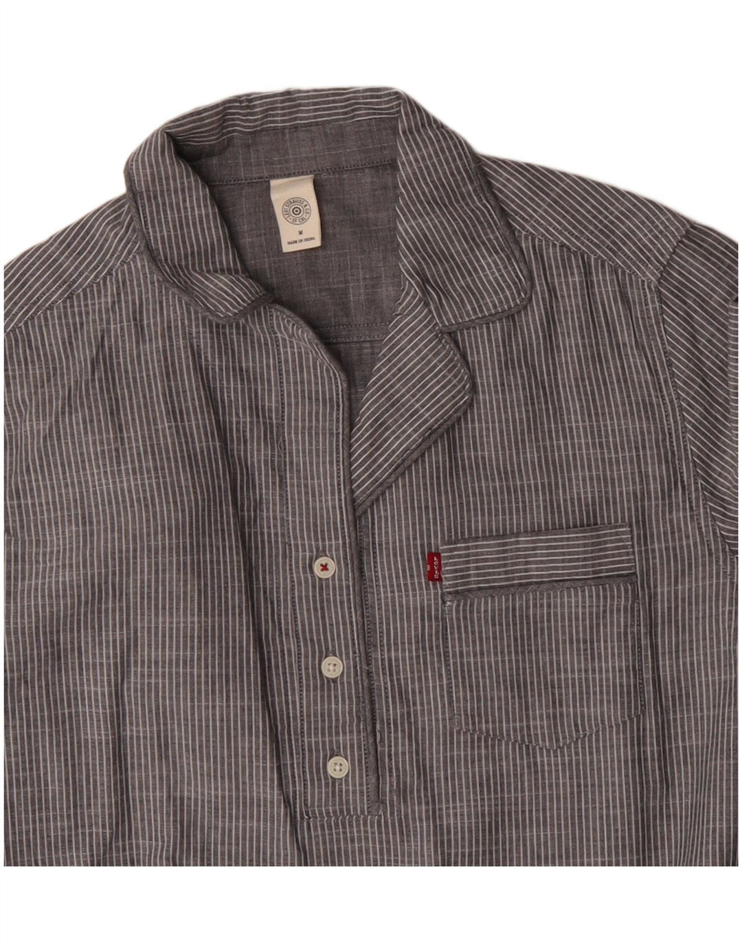 Levi's Womens Pullover Shirt Dress UK 14 Medium Grey Pinstripe Cotton