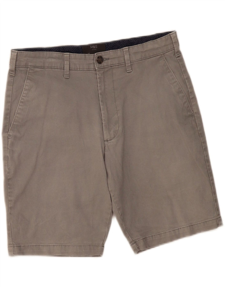 MARKS & SPENCER Mens Chino Shorts W32 Medium Grey Cotton