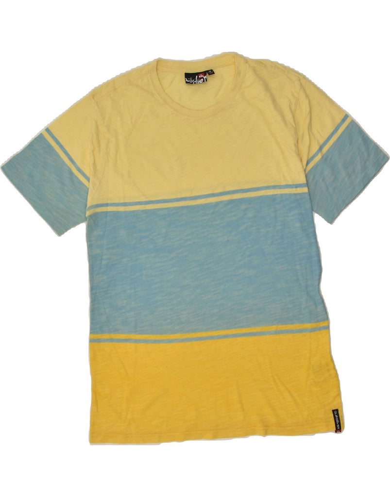 QUIKSILVER Mens Graphic T-Shirt Top Small Yellow Colourblock Cotton | Vintage Quiksilver | Thrift | Second-Hand Quiksilver | Used Clothing | Messina Hembry 