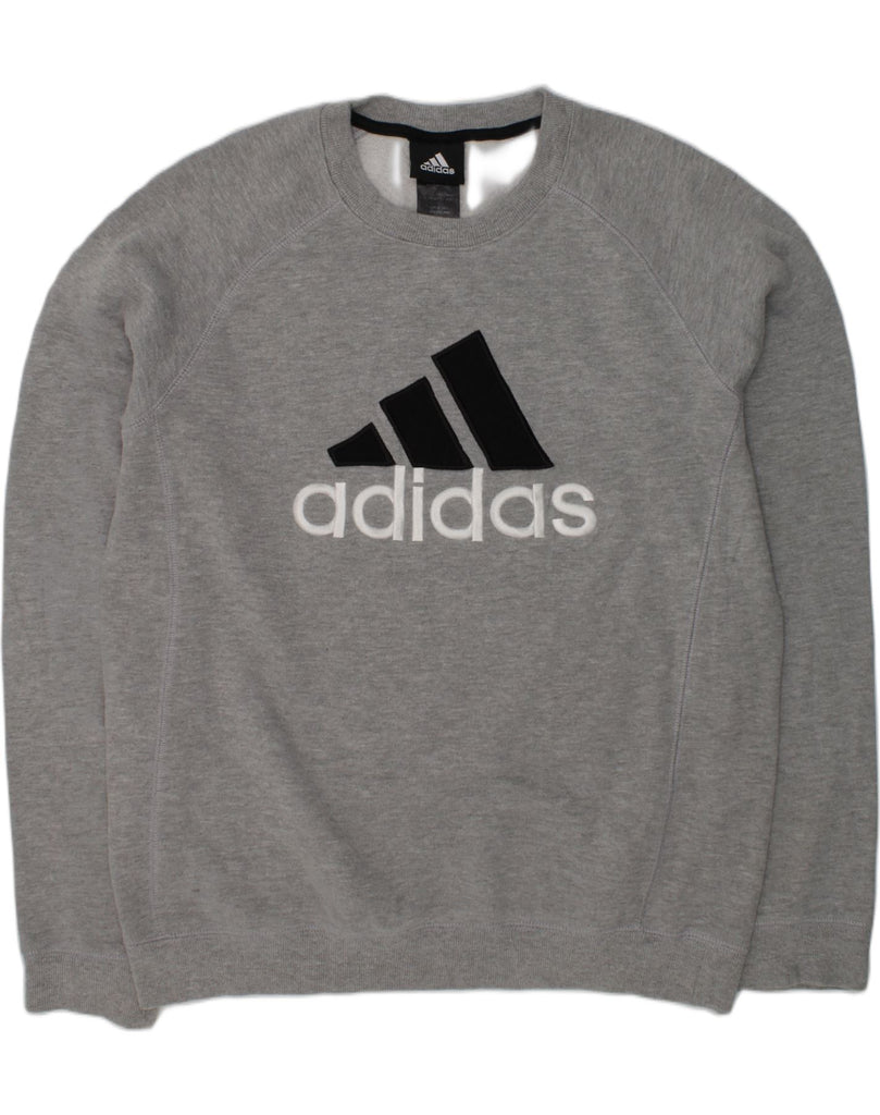 ADIDAS Boys Graphic Sweatshirt Jumper 14-15 Years Large Grey Cotton | Vintage Adidas | Thrift | Second-Hand Adidas | Used Clothing | Messina Hembry 