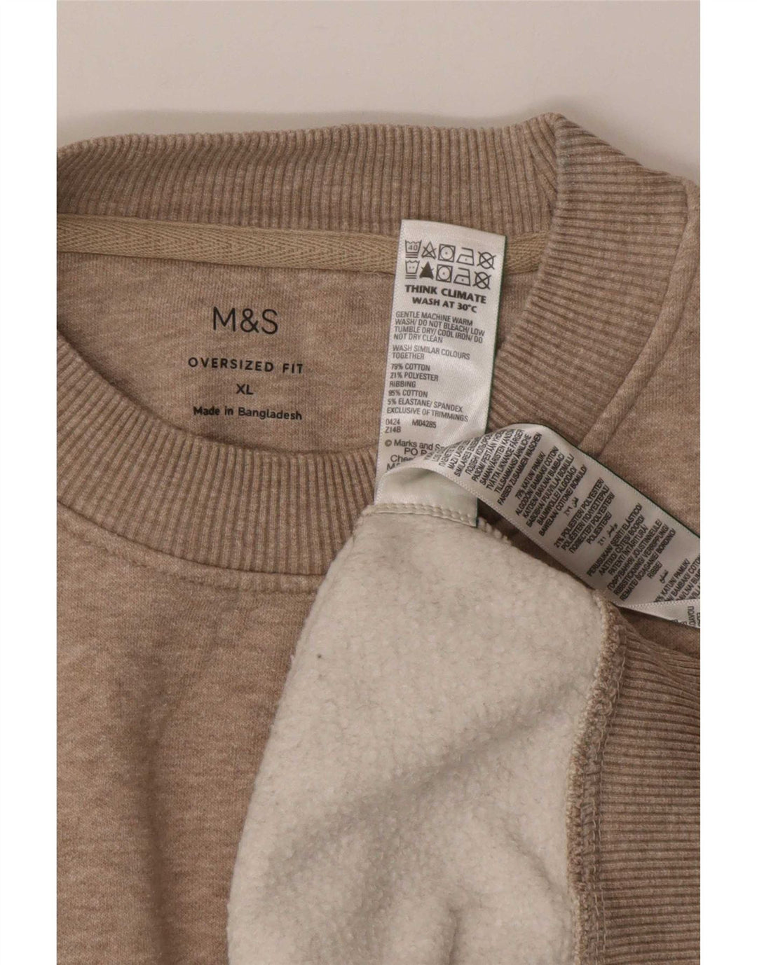 Marks & Spencer Mens Oversized Sweatshirt Jumper XL Grey Flecked Cotton