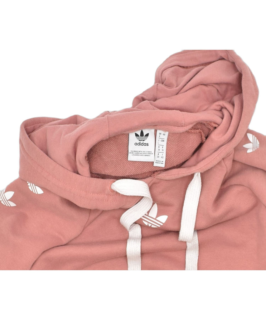 ADIDAS Womens Crop Hoodie Jumper UK 8 Small Pink Cotton | Vintage | Thrift | Second-Hand | Used Clothing | Messina Hembry 