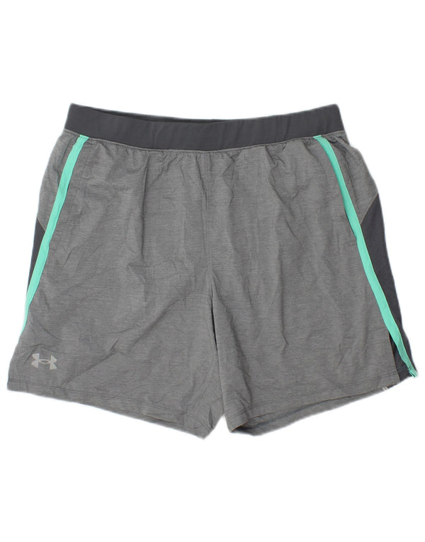 Under Armour Womens Sport Shorts UK 16 Large Grey Colourblock